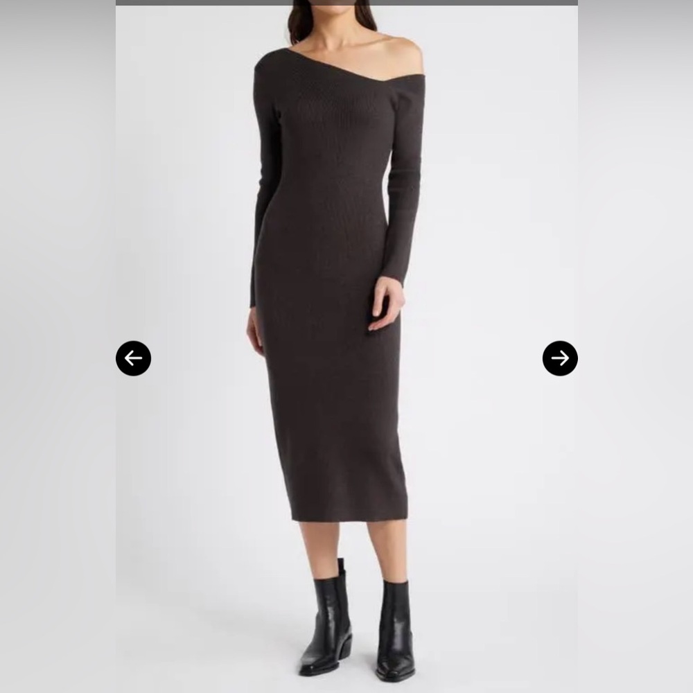Charles Henry Elegant Dark Gray Long Sleeve Dress